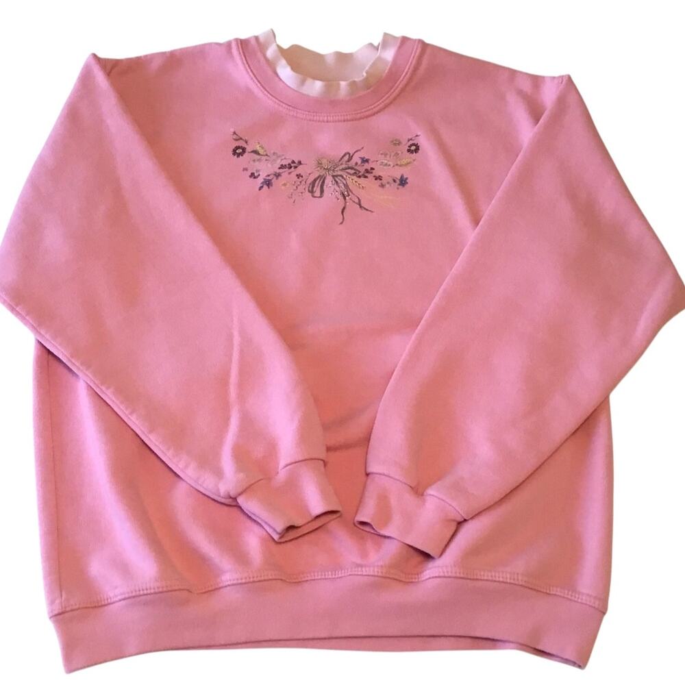Northern Reflections Pink Sweatshirt Flowers Collar